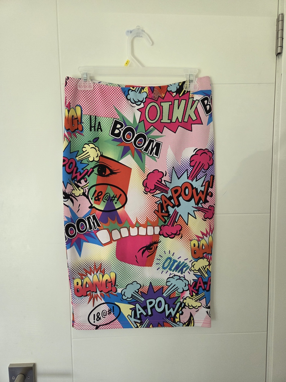 Comic Print Pop Art Bodycon Skirt - Multicolor